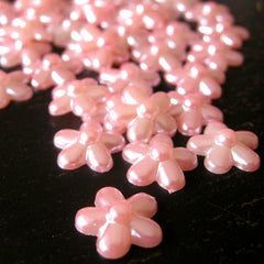 CLEARANCE Flower Pearl Cabochons / Pearlized Flower Cabochon in PINK (12mm) (around 30 pcs) PES50