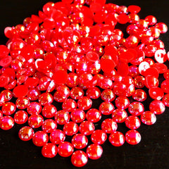CLEARANCE 4mm AB RED Half Pearl Cabochons / Round Flat Back Faux Pearlized Cabochons (around 200-250 pcs) PEAB-R4