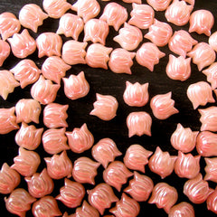Tulip Pearl Flower Cabochons / Tulip Pearlized Cabochon in PINK (7mm) (around 30 pcs) PES37