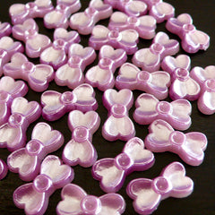 Pearlized Bow Cabochon / Bowtie Pearl Cabochons (PURPLE) (14mm) (around 30 pcs) PES44