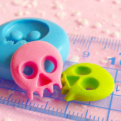 Skeleton Skull Mold 15mm Flexible Mold Silicone Mold Halloween Mold Mini Cupcake Topper Fondant Jewelry Charms Kawaii Cabochon Mold MD671