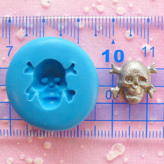 Skull Skeleton Mold w/ Cross 14mm Flexible Mold Silicone Mold Halloween Mold Fimo Earrings Mold Cell Phone Deco Scrapbooking Mold MD809