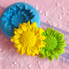 Sunflower Mold 40mm Cupcake Topper Flexible Mold Silicone Mold Flower Fondant Cake Decoration Mold Scrapbooking Resin Epoxy Wax Mold MD597