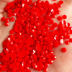 CLEARANCE 4mm Rhinestones (Pastel Red) 14 Faceted Cut Round Resin Rhinestones (150pcs) Decoden Cell Phone Deco Nail Art Fake Sweets Deco RHP412