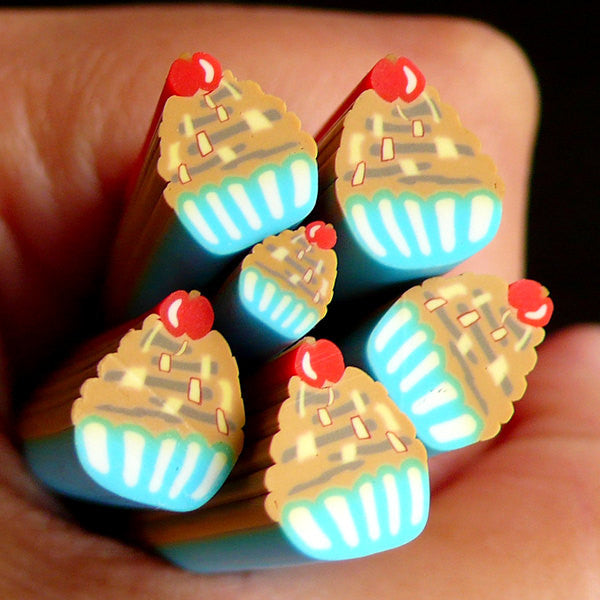 Cupcake Fimo Cane Miniature Sweets Polymer Clay Cane (LARGE/BIG) Kawaii Dollhouse Sweets Cane Earrings Making Scrapbooking Decoration BC58