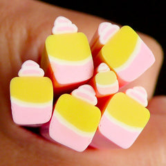 Pink and Yello Cupcake Fimo Cane Mini Sweets Polymer Clay Cane (LARGE/BIG) Kawaii Dollhouse Sweets Cane Earrings Making Scrapbooking BC65