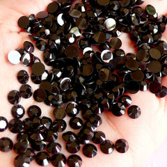 5mm Round Rhinestones | 14 Faceted Cut Resin Rhinestones (Black / Around 500 pcs)