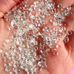 3mm Round Rhinestones | 14 Faceted Cut Resin Rhinestones (Transparent Clear / Around 1000 pcs)