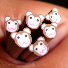 Monkey Polymer Clay Cane Animal Fimo Cane Fake Miniature Sweets Decoration Faux Cupcake Topper Nail Art Nail Deco Scrapbooking CAN023