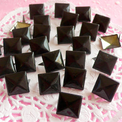 CLEARANCE Rivet / BLACK Metal Pyramid Rivet Studs / Square Rivet 12mm (around 50pcs) for Cell Phone Deco / Leather Craft / Jean Button, etc RT05