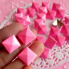 Rivet / PINK Metal Pyramid Rivet Studs / Square Rivet 12mm (around 50pcs) for Cell Phone Deco / Leather Craft / Jean Button, etc  RT13