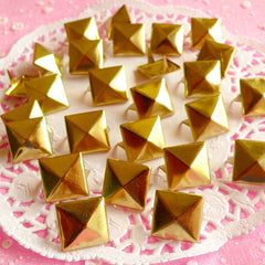 Rivet / GOLD Color Metal Pyramid Rivet Studs / Square Rivet 12mm (around 50pcs) for Cell Phone Deco / Leather Craft / Jean Button, etc RT06