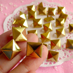 Rivet / GOLD Color Metal Pyramid Rivet Studs / Square Rivet 12mm (around 50pcs) for Cell Phone Deco / Leather Craft / Jean Button, etc RT06