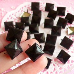 CLEARANCE Rivet / BLACK Metal Pyramid Rivet Studs / Square Rivet 12mm (around 50pcs) for Cell Phone Deco / Leather Craft / Jean Button, etc RT05