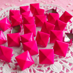 Rivet / DARK PINK Metal Pyramid Rivet Studs / Square Rivet 12mm (around 50pcs) for Cell Phone Deco / Leather Craft / Jean Button, etc RT08