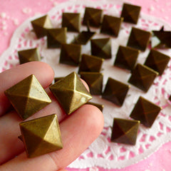 CLEARANCE Rivet / COPPER BRONZE Metal Pyramid Rivet Studs Square Rivet 12mm (around 50pcs) for Cell Phone Deco / Leather Craft / Jean Button, etc RT09