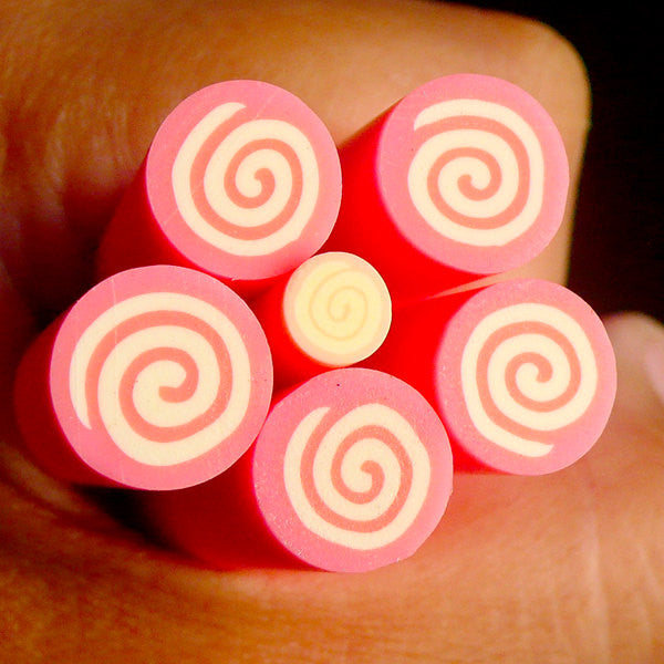 Strawberry and Vanilla Cake / Swiss Roll Polymer Clay Cane Miniature Sweets Fimo Cane (LARGE/BIG) Kawaii Sweets Cane Scrapbooking BC61