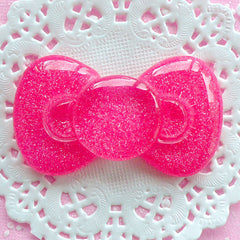 CLEARANCE Cute Bowtie Cabochon Big Glitter Bow Tie Cabochon (60mm x 35mm / Dark Pink / Flatback) Decoden Cabochon Kawaii Supplies Sweet Lolita CAB044
