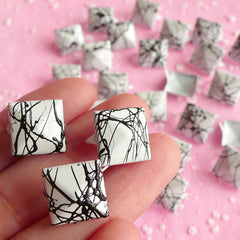 CLEARANCE Rivet / WHITE with BLACK paint Metal Pyramid Rivet Studs Square Rivet 12mm (around 50pcs) Cell Phone Deco / Leather Craft / Jean Button RT10