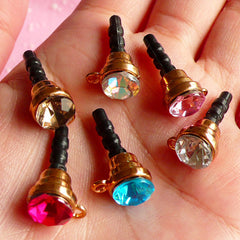 Dust Plug / Ear Phone Jack / Earphone Plug / Cellphone Dust Plug / Phone Charm Plug w/ Rhinestone (w/ Hole / 6pcs / Mix, Gold) EJ13-21(1)