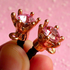 CLEARANCE Kawaii Dust Plug / Ear Phone Jack / Earphone Plug / Cell Phone Charm Dust Plug with Rhinestone & Crown (w/ Hole / 2pcs / Pink, Gold) EJ09