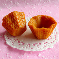 Fake Waffle Cups Kawaii Faux Miniature Sweets Cabochon Charms Making Decoden Sweets Deco Dollhouse Ice Cream (2 pcs / 40mm x 25mm) MC12