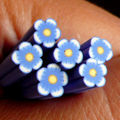 Blue Flower Polymer Clay Cane Nail Art Deco Scrapbooking Kawaii Mini Fimo Flower Cane Decoden Cane CFW047