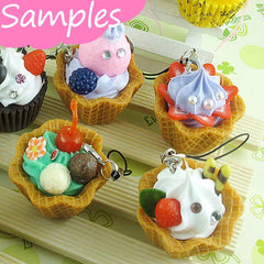 Fake Waffle Cups Kawaii Faux Miniature Sweets Cabochon Charms Making Decoden Sweets Deco Dollhouse Ice Cream (2 pcs / 40mm x 25mm) MC12