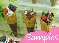 Waffle Cones Kawaii Fake Miniature Sweets Cabochon Charms Making Decoden Sweets Deco DIY Cellphone Deco (2 pcs) MC11