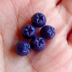 Miniature Blueberry Cabochons / Dollhouse Fruit Toppings (5pcs / 7mm) Kawaii Food Craft Fake Sweets Deco DIY Faux Ice Cream Sundae FCAB009