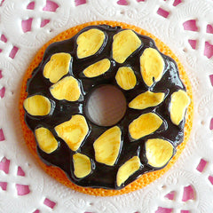 Fake Food Cabochon Chocolate Donut with Almond (45mm / Flatback) Huge Doughnut Cabochon Kawaii Cellphone Deco Whimsical Decoration FCAB043