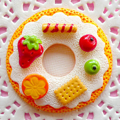 Fruit Donut Cabochon Big Doughnut Cabochon (48mm / Flatback) Kawaii Dessert Cabochon Supply Whimsy Embellishment Large Decoden Piece FCAB041