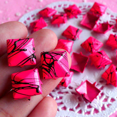 CLEARANCE Rivet / DARK Pink with BLACK Paint Metal Pyramid Rivet Studs Square Rivet 12mm (around 50pcs) Cell Phone Deco Leather Craft Jean Button RT12