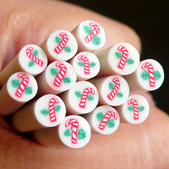 Christmas Stick Polymer Clay Cane Christmas Candy Stick Fimo Cane Nail Deco Nail Art  Miniature Faux Cupcake Topper Earrings Making CCH13