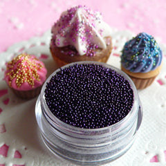 Miniature Caviar Beads Dollhouse Sugar Candy Sprinkles Faux Pearlised Dragees Toppings (Dark Purple / 7g) Fake Food Craft Nailart Deco SPK17