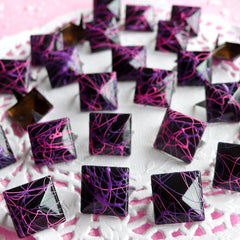 CLEARANCE Rivet / BLACK with Pink n Purple Paint Metal Pyramid Rivet Studs / Square Rivet 12mm (around 50pcs) Cell Phone Deco Leather Jean Button RT11