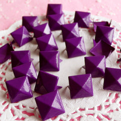 Rivet / PURPLE Metal Pyramid Rivet Studs / Square Rivet 12mm (around 50pcs) for Cell Phone Deco / Leather Craft / Jean Button, etc RT02