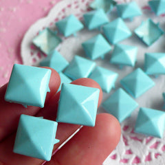 Rivet / LIGHT BLUE Metal Pyramid Rivet Studs / Square Rivet 12mm (around 50pcs) for Cell Phone Deco / Leather Craft / Jean Button, etc RT14