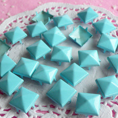 Rivet / LIGHT BLUE Metal Pyramid Rivet Studs / Square Rivet 12mm (around 50pcs) for Cell Phone Deco / Leather Craft / Jean Button, etc RT14