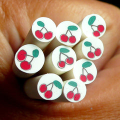 Fruit Polymer Clay Cane Cherry Fimo Cane (Cane or Slices) Kawaii Nail Art Food Jewelry Making Mini Cupcake Topper Card Embellishment CF039