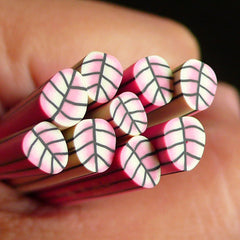 Pink Leaf Polymer Clay Cane Fimo Cane Miniature Sweets Fake Cupcake Topper Nail Art Nail Deco Scrapbooking CL12