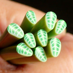 Green Leaf Polymer Clay Cane Fimo Cane Miniature Sweets Fake Cupcake Topper Nail Art Nail Deco Scrapbooking CL09