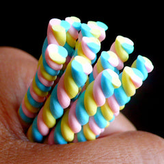 Marshmallow Polymer Clay Cane Candy Fimo (Pink Blue Yellow) Miniature Sweets  Candy Kawaii Nail Art Nail Deco Earrings Making CSW043