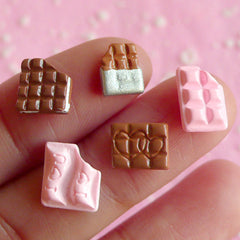 Fake Miniature Chocolate Bar Candy (5pcs) Kawaii Mini Sweets Decoden Cell Phone Deco Dollhouse Cabochon Nail Art Nail Deco Earrings NAC032