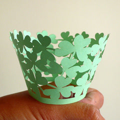 CLEARANCE Cupcake Wrappers - Light Green Leaf - Laser Cut Green Cupcake Wrapper - Cake Deco / Cupcake Decoration / Packaging (6pcs) CUP05