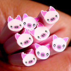 Pig Fimo Cane Pink Animal Polymer Clay Cane Kawaii Nail Art Nail Deco Nail Decoration Scrapbooking Earrings Making CAN022