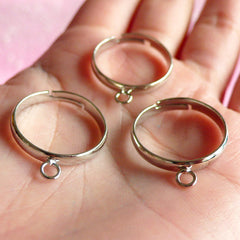 Dangle Ring Blank / Adjustable Dangling Ring Base (5pcs / Silver) DIY Dangle Charm Ring Statement Ring Making Supplies Jewelry Findings F035
