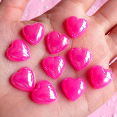 Puffy Heart Cabochons (DARK PINK) (10 pcs) Kawaii Cell Phone Deco Decoden Supplies RHE016