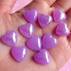 Puffy Heart Cabochons (PURPLE) (10 pcs) Kawaii Cell Phone Deco Decoden Supplies RHE012