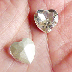 Heart Crystal Tip End Rhinestones (12mm / Clear / 2 pcs) Wedding Jewelry Making Kawaii Cell Phone Deco Decoden Supplies RHE001